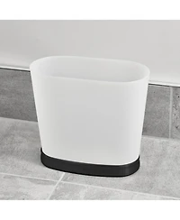 iDesign mSmall Oval Bathroom Trash Can - Frost/Matte Black - Made in Usa