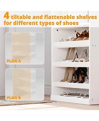 Ironck Closet Shoe Organizer Cabinet with Shelves and Cubbies, White