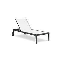 Meridian Furniture Nizuc White Mesh Water Resistant Fabric Outdoor Patio Chaise Lounge Chair