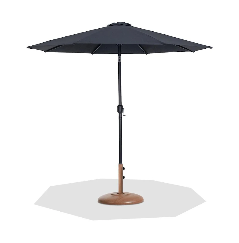 Meridian Furniture Fiji Fabric / Teak Aluminum Patio Umbrella with Base Sets