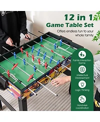 Akiudex 12 in 1 Multi Game Table with Foosball Billiards Ping Pong Chess Bowling and More