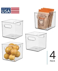 iDesign Cube Storage Bin with Handles for Pantry, Set of 4, Clear, Made in Usa