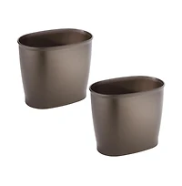 iDesign Small Oval Plastic Bathroom Trash Can, Set of 2