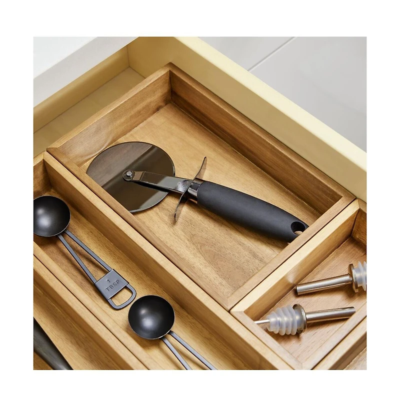 iDesign Acacia Wood Kitchen Drawer Organizer - Set of 3