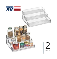 iDesign 3-Tier Spice Rack Organizer for Cabinets, Set of 2, Clear, Made in Usa