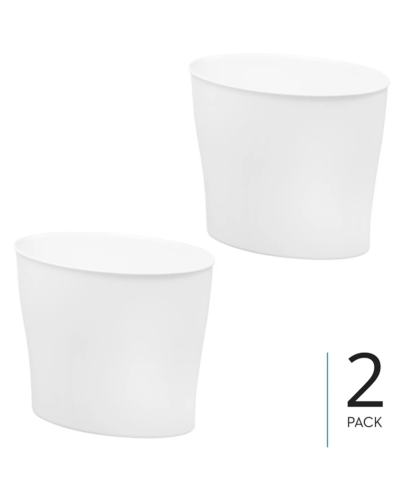 iDesign Small Oval Plastic Bathroom Trash Can - Set of 2 - White - Made in Usa