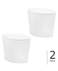 iDesign Small Oval Plastic Bathroom Trash Can - Set of 2 - White - Made in Usa