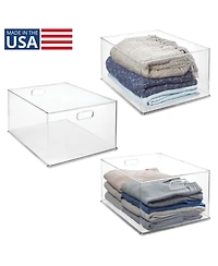 iDesign Stackable Plastic Storage Bin with Handles - Clear - Made in Usa