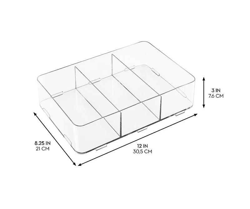 iDesign Interlocking 3-Section Plastic Drawer Organizer - Clear