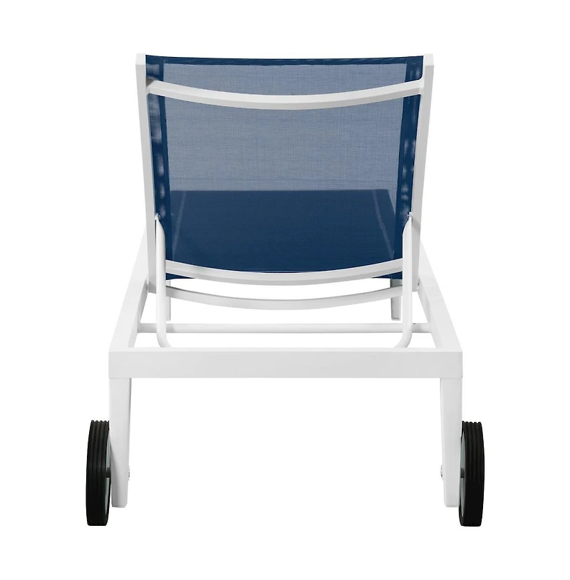 Meridian Furniture Nizuc Navy Mesh Water Resistant Fabric Outdoor Patio Chaise Lounge Chair