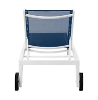 Meridian Furniture Nizuc Navy Mesh Water Resistant Fabric Outdoor Patio Chaise Lounge Chair