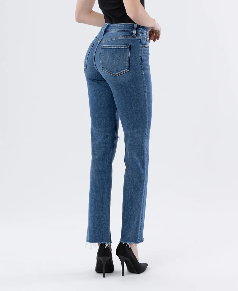 Vervet Women's High Rise Raw Hem Straight Jeans