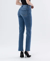 Vervet Women's High Rise Raw Hem Straight Jeans