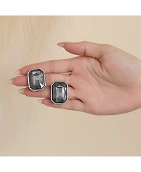 Jessica Simpson Faceted Gemstone Stud Earrings in Smoke Grey