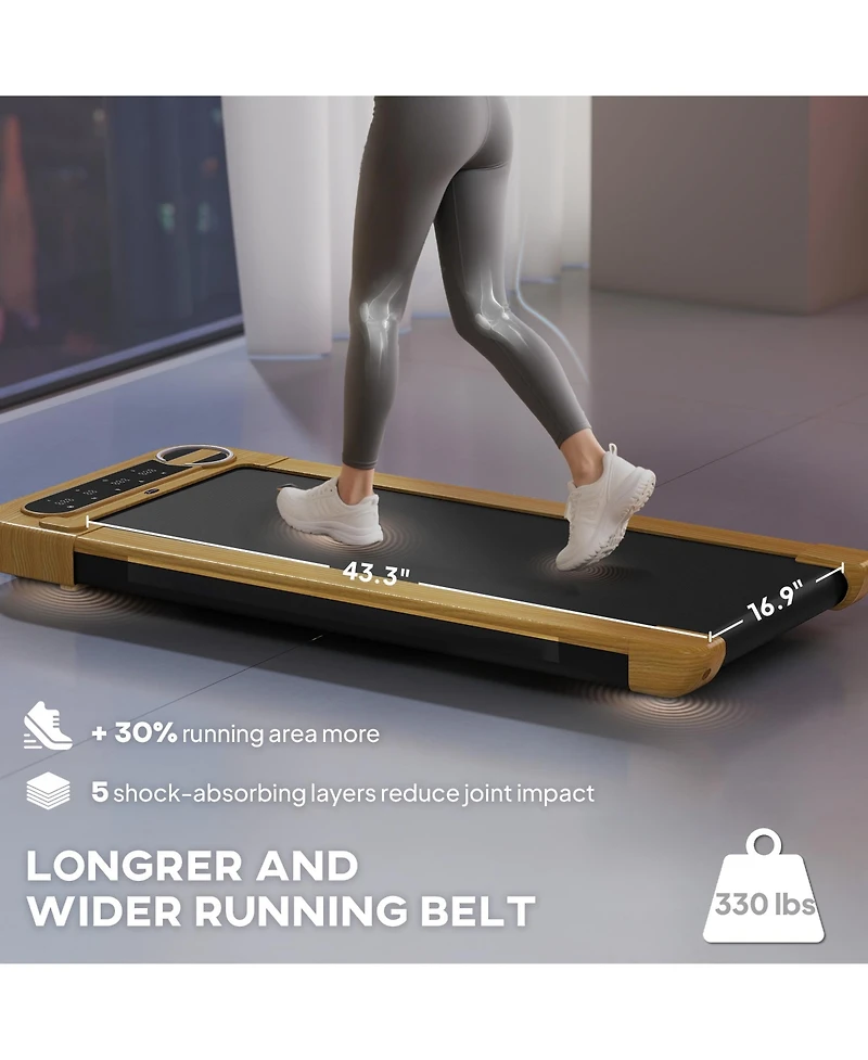 Soozier Walking Pad, Under Desk Treadmill with Wider Belt, Remote Control