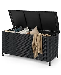 Akiudex Indoor/Outdoor 85 Gallon Storage Container with Waterproof Liner and Universal Wheels - Black