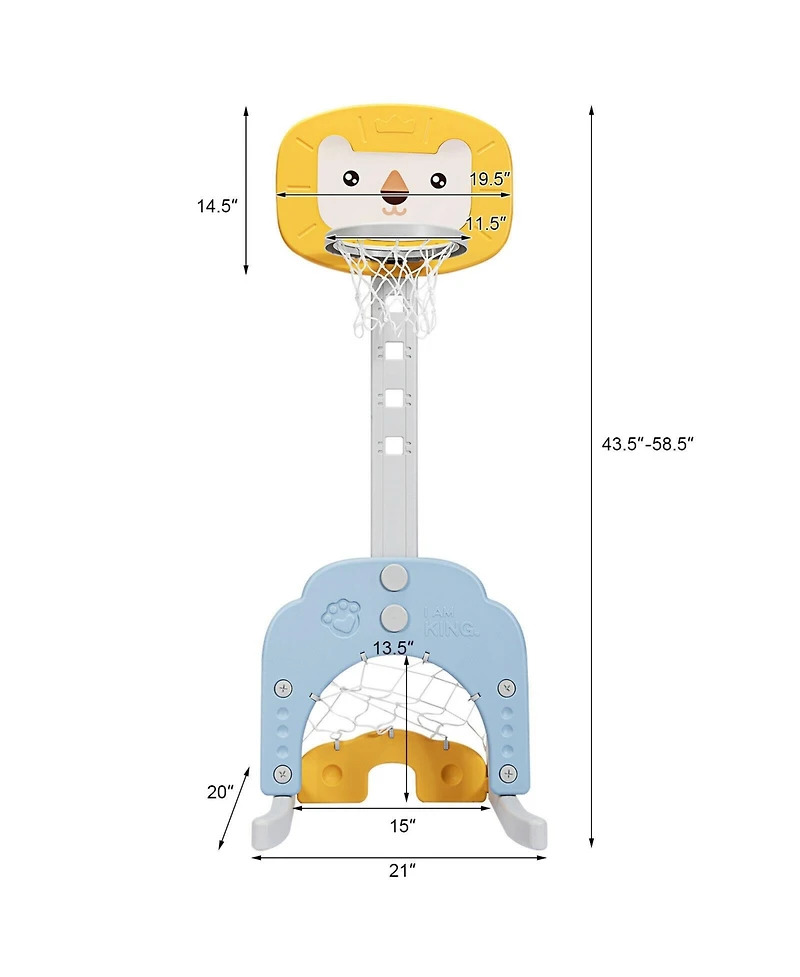 Akiudex 3 in 1 Adjustable Kids Basketball Hoop Set with Soccer and Golf Games
