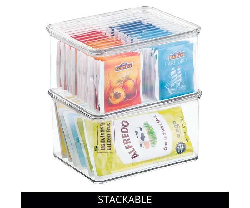 iDesign Stackable Hinged-Lid Pantry Storage Box - Set of 6 - Clear