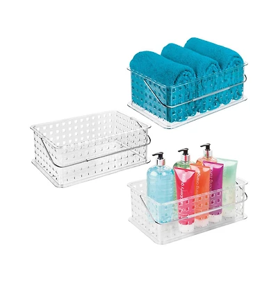 iDesign Large Stackable Shower Caddy Basket, Set of 3, Clear, Made in Usa