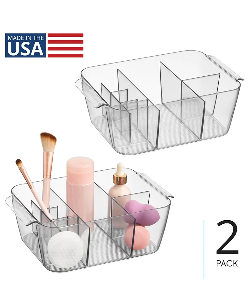 iDesign Makeup Organizer for Bathroom Vanity, Set of 2, Clear, Made in Usa