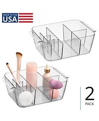 iDesign Makeup Organizer for Bathroom Vanity, Set of 2, Clear, Made in Usa