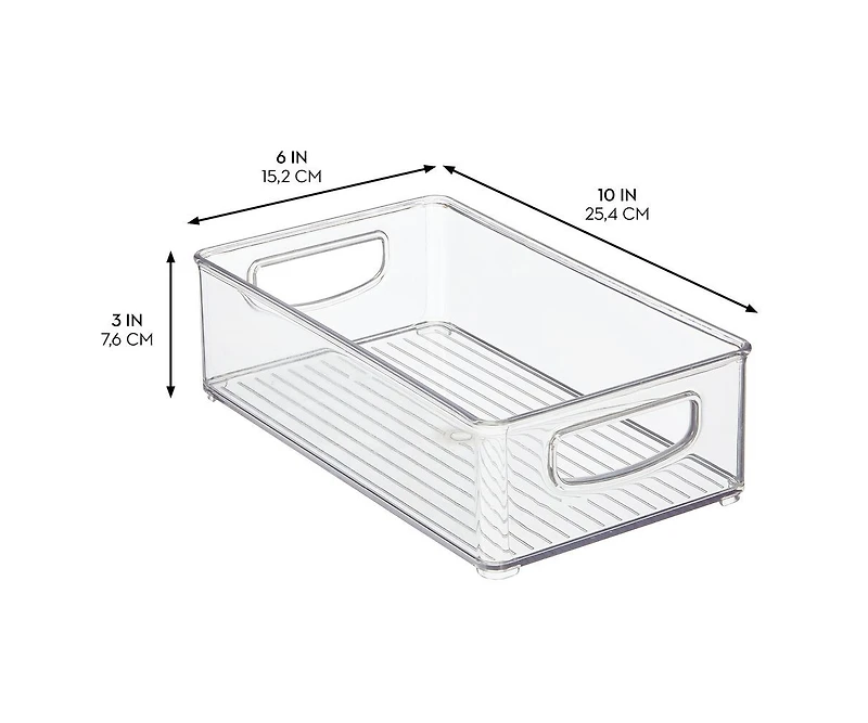 iDesign Stackable Pantry Storage Bin with Handles, Set of 4, Clear, Made in Usa