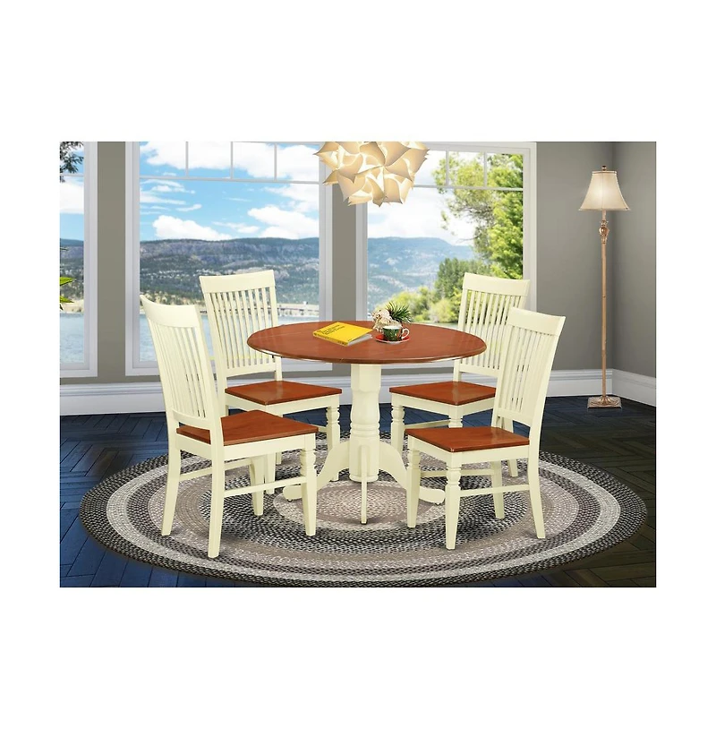 East West Furniture Dining Room Set Buttermilk & Cherry