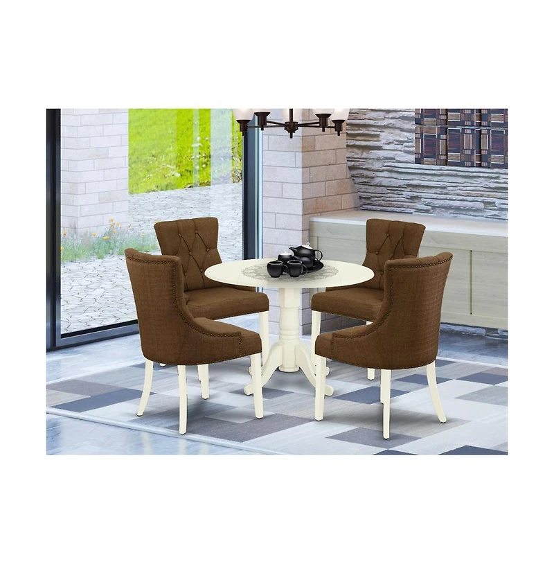 East West Furniture Dining Room Set Linen White