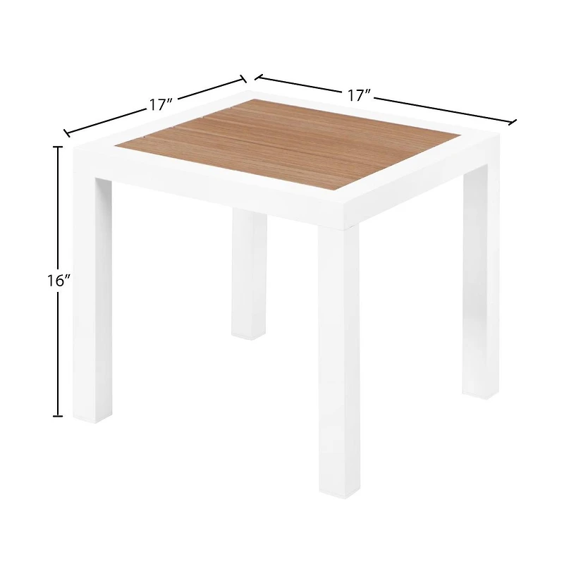 Meridian Furniture Nizuc Wood Look Accent Paneling Outdoor Patio Aluminum End Table