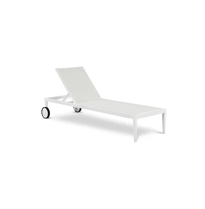 Meridian Furniture Nizuc White Mesh Water Resistant Fabric Outdoor Patio Chaise Lounge Chair