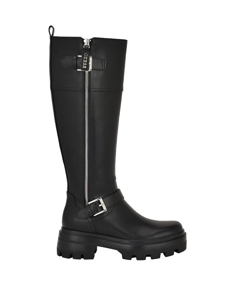 Guess Women's Lynnie Tall Buckle Moto Lug Boots