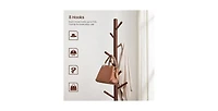 Slickblue Freestanding Solid Wood Coat Rack with 8 Hanging Hooks, Modern Design