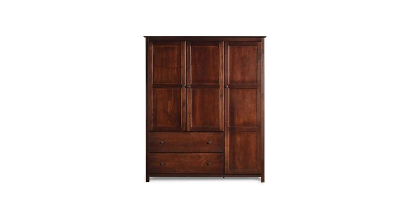 Slickblue Wood Finish Bedroom Wardrobe Armoire Cabinet with Shelves and Hanging Rod