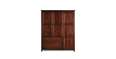Slickblue Wood Finish Bedroom Wardrobe Armoire Cabinet with Shelves and Hanging Rod