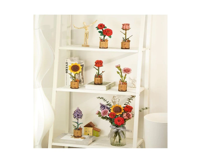 Robotime 3D Puzzles Diy Model Building Kits Artifical Flower Toys for Thanksgiving Mother's Day Valentine's Day Gifts, Multicolored, 9.65"6.5