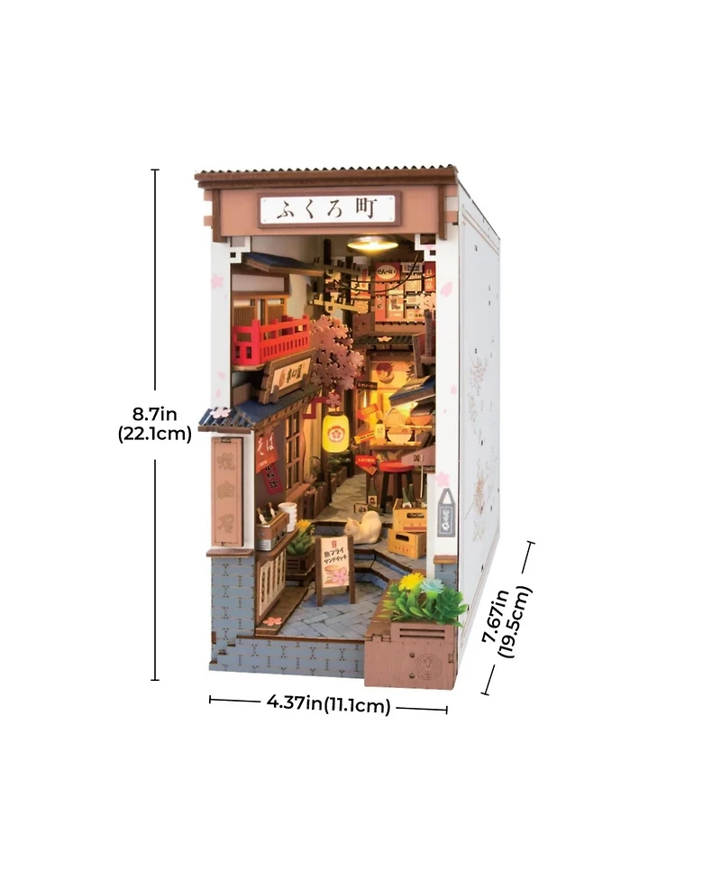 Robotime 3D Puzzle, Sakura Wine Alley Wooden Model with Accessories, Decorative Bookend Stand for Kids Adults, Multicolored, 4.37"7.67"8.7&#