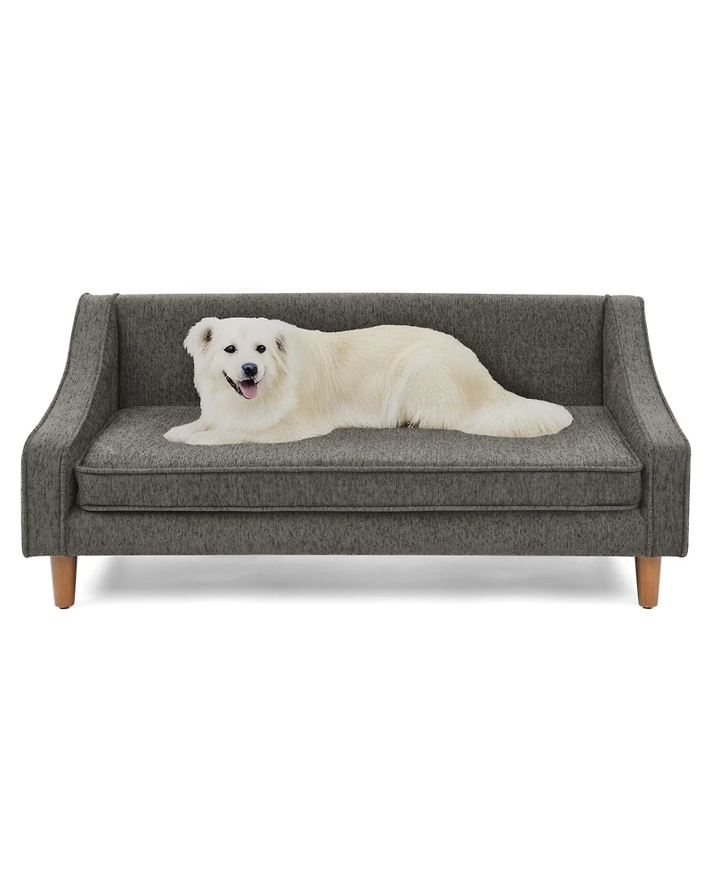 Gray Durable Elevated Dog Sofa Bed Pet Sofa with Modern Irregular Armrest Design Comfortable Soft Dog Sofa