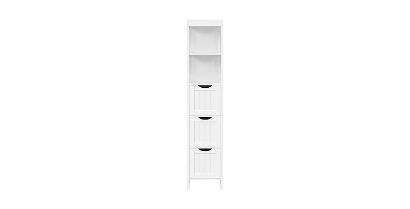 SlickblueBathroom Cabinet Tower with 3 Drawers and 2 Shelves in Wood Finish for Storage