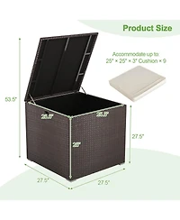 Akiudex 72 Gallon Rattan Outdoor Storage Box with Zippered Liner and Solid Pneumatic Rod