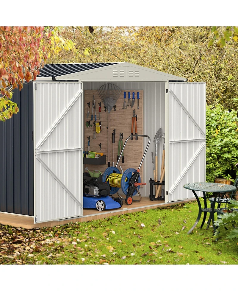 Akiudex 7.5x6 Ft Outdoor Metal Storage Shed with Lockable Doors and Sloped Roof