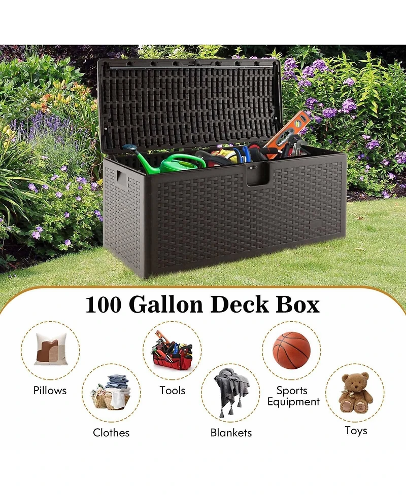 Akiudex 31 Gallon Outdoor Storage Deck Box with Lockable Lid
