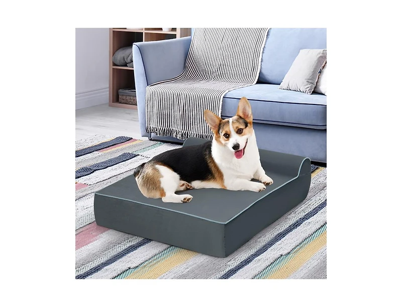 Akiudex Orthopedic Dog Bed with Memory Foam and Headrest Pillow