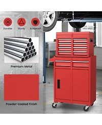 Akiudex 2-in-1 rolling tool chest with 5 sliding lockable drawers