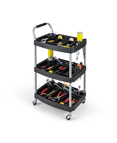 Akiudex 3 layer detailing tool utility cart tool organizer mobile rolling cart with multiple divider