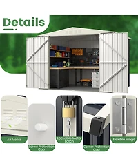 Akiudex 7.5x6 Ft Outdoor Metal Storage Shed with Lockable Doors and Sloped Roof