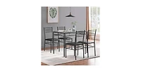 Slickblue Rectangular Glass Dining Table with 4 Chairs, Contemporary 5-Piece Set