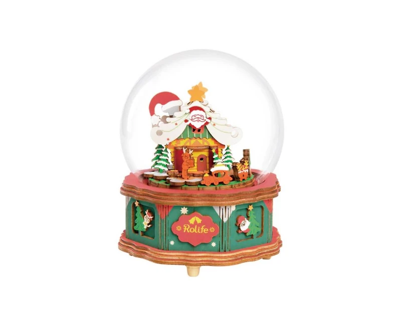 Robotime 3D Puzzles Diy Music Box Building Kits 3D Wooden Puzzle for Aults Teens Christmas Town, Multicolored, 4.05"40.5"5.11"