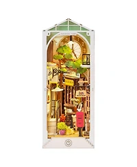 Robotime 3D Jigsaw Puzzle Wooden Model Building Kit Diy Dollhouse Book Nook Bookshelf Insert Decor Alley Miniature Kit, White, 7.28"3.94"9.5
