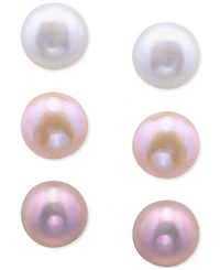 Giani Bernini 3-Pc. Set Freshwater Pearl Stud Earrings in Sterling Silver, Macy's Exclusive