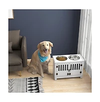 Aostirmotor 37 in-l White Elevated Dog Bowls Storage Cabinet Raised Dog Bowl Stand Feeding Station